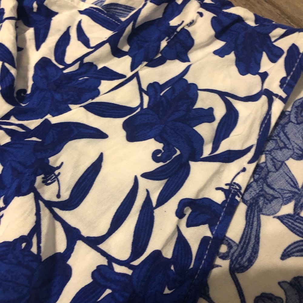 Blue and White Floral Wrap Dress - Picture 5 of 5